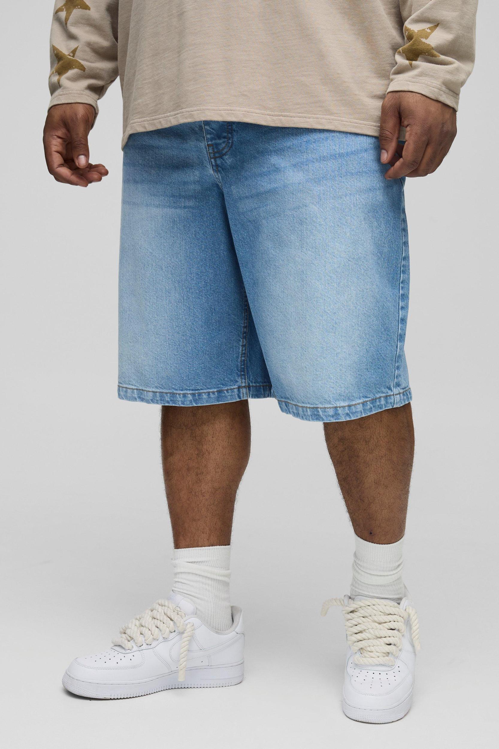 Mens Plus Relaxed Fit Jorts - Grey Product Image