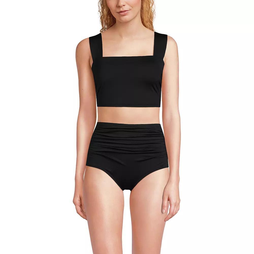 Women's Lands' End D-Cup Square Neck Tankini Swim Top, Size: 12D, Black Product Image