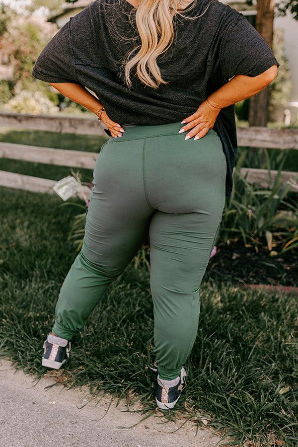 Ivy League Style High Waist Butter Soft Joggers In Light Forest Curves Product Image