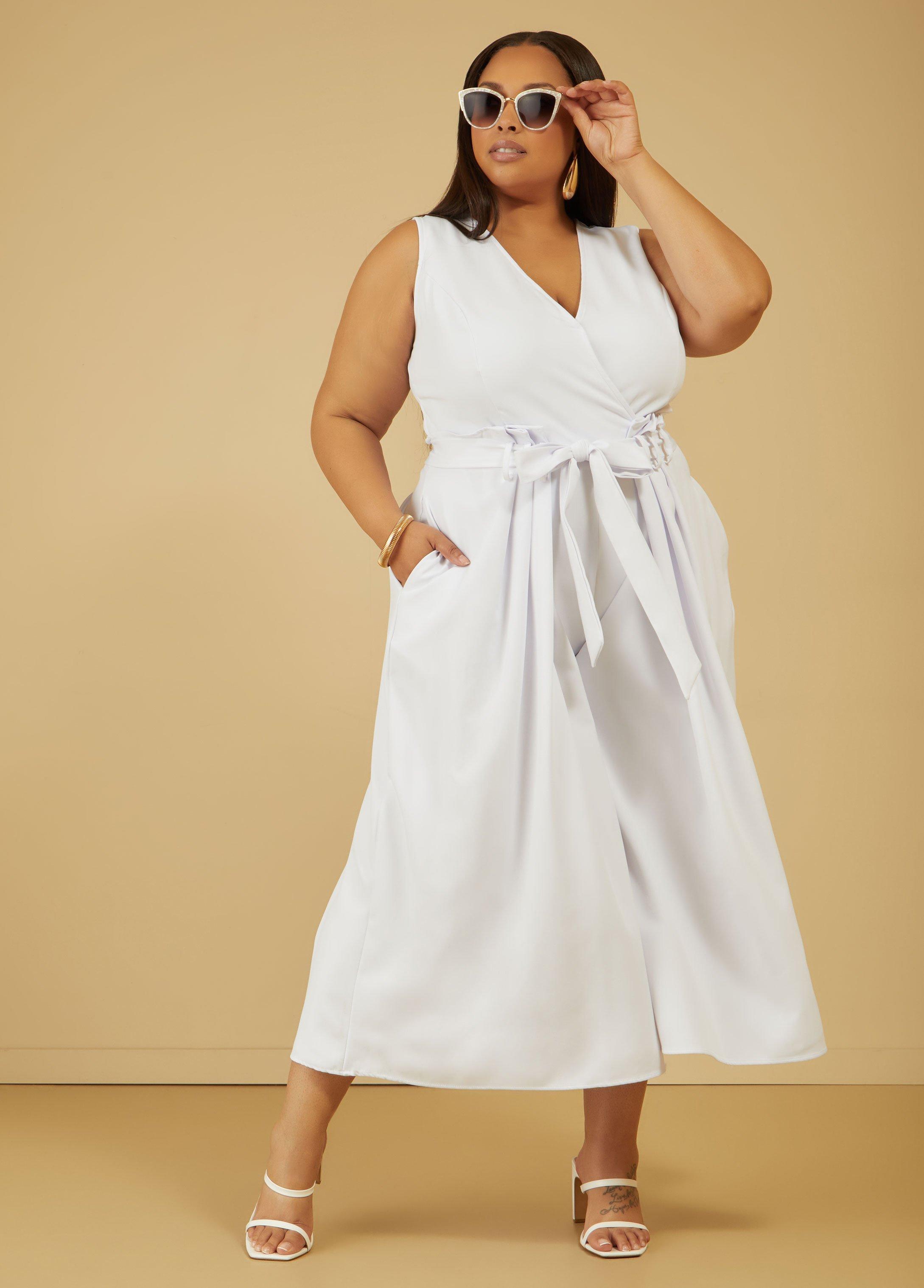 Plus Size Cropped Wide Leg Jumpsuit Ashley Stewart Product Image