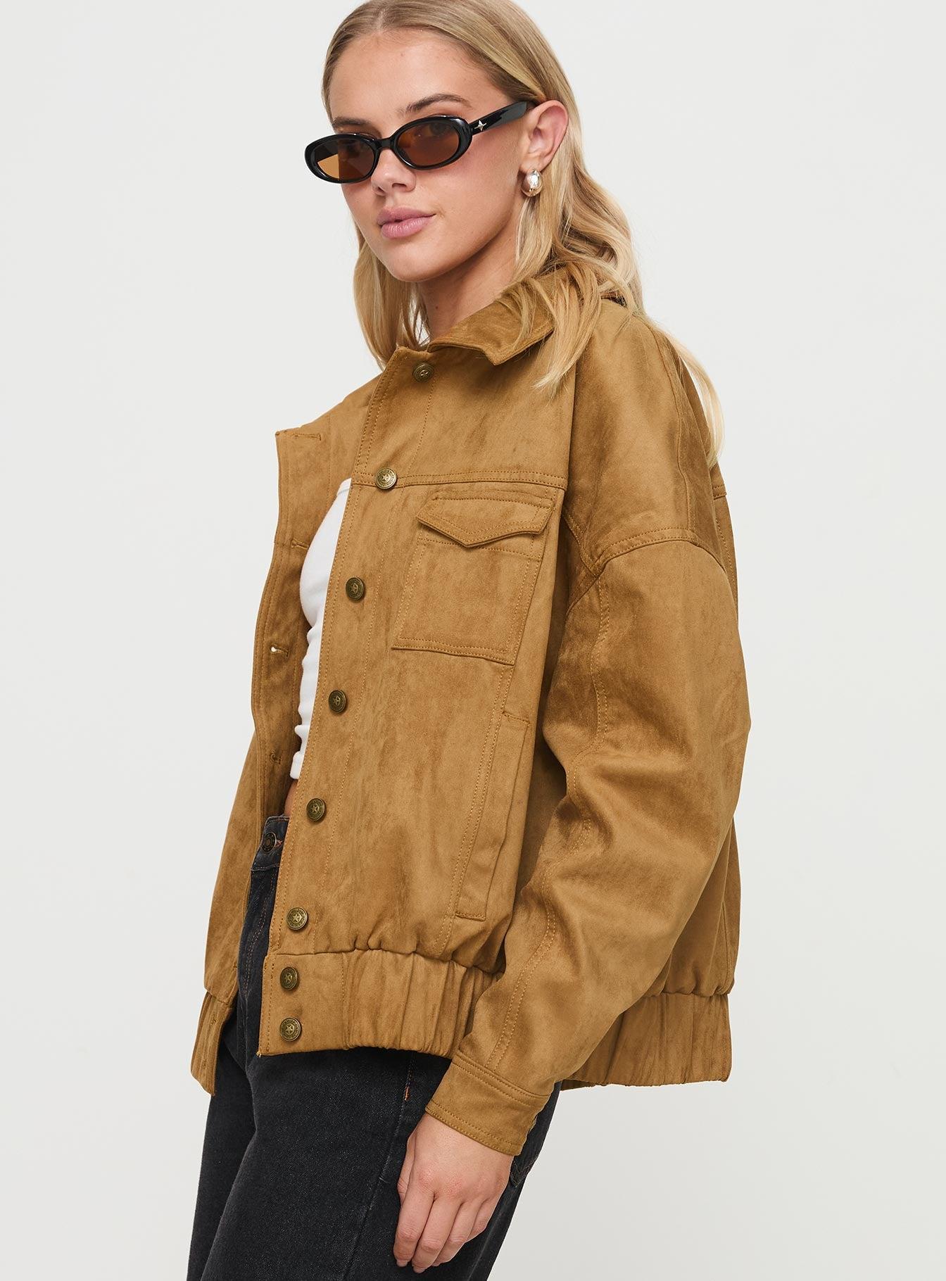 Ristretto Faux Suede Bomber Brown Product Image