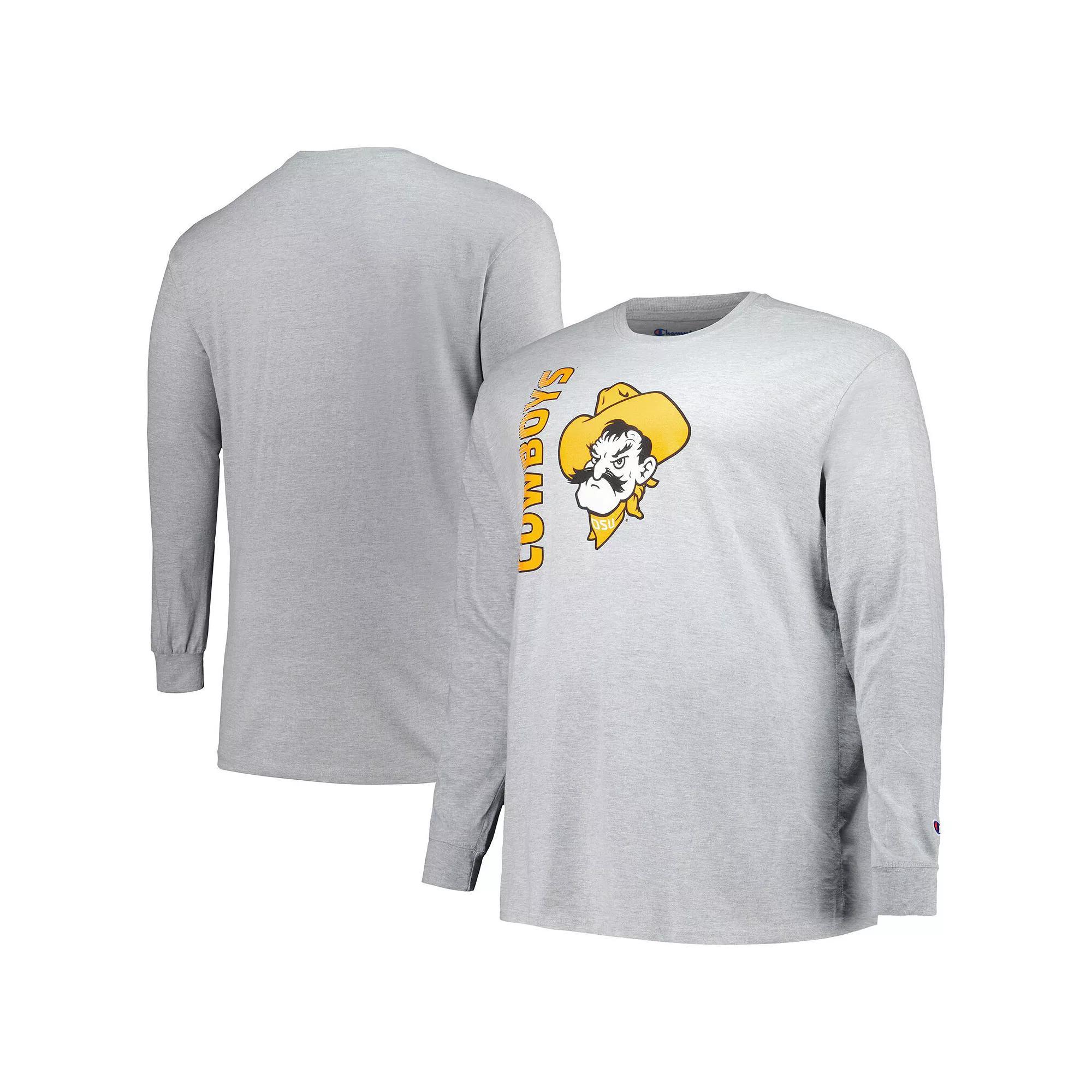 Men's Champion Heather Gray Oklahoma State Cowboys Big & Tall Mascot Long Sleeve T-Shirt, Size: 5XB, Grey Product Image