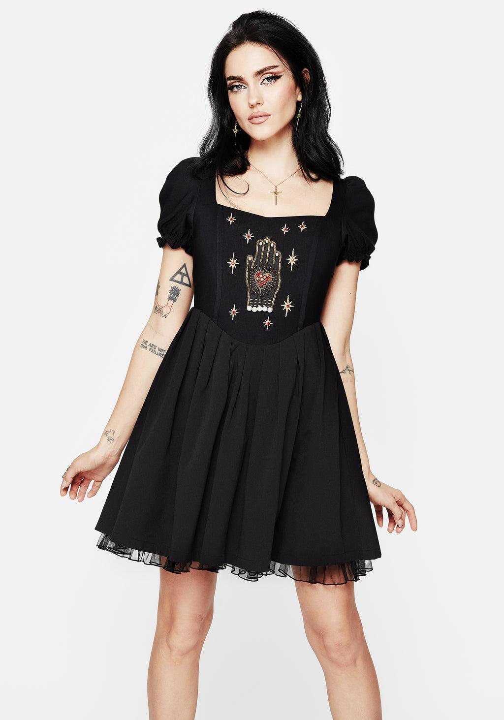 Ingrid Embroidered Applique Corset Mini Dress Product Image