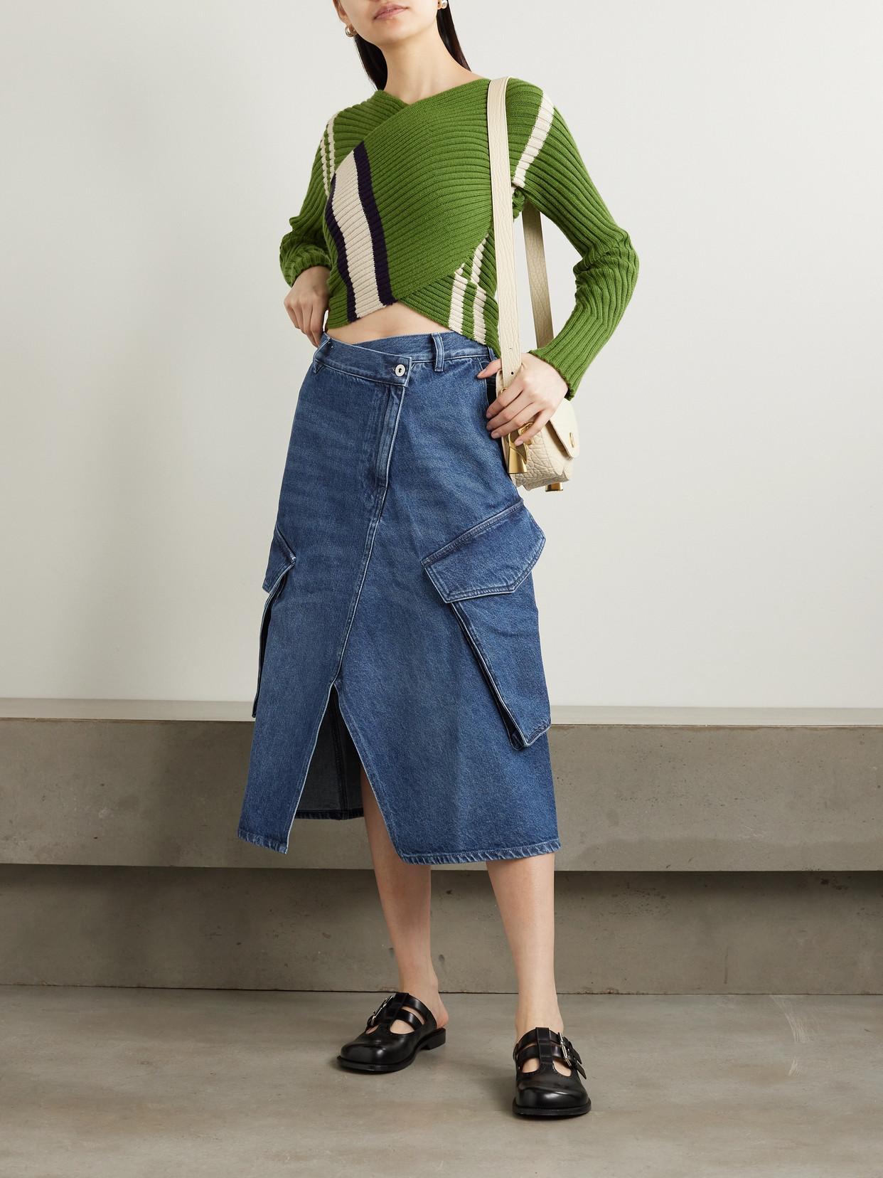 JW ANDERSON Denim Cargo Pocket Midi Skirt In Blue Product Image