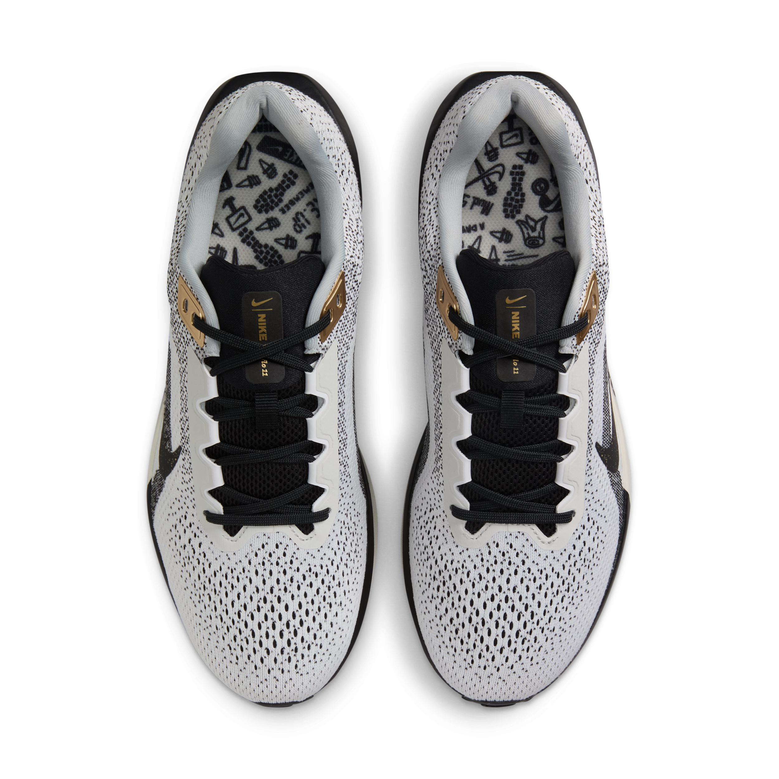 Nike Winflo 11 SE Men's Road Running Shoes, Size: 10, White Black Gold Product Image