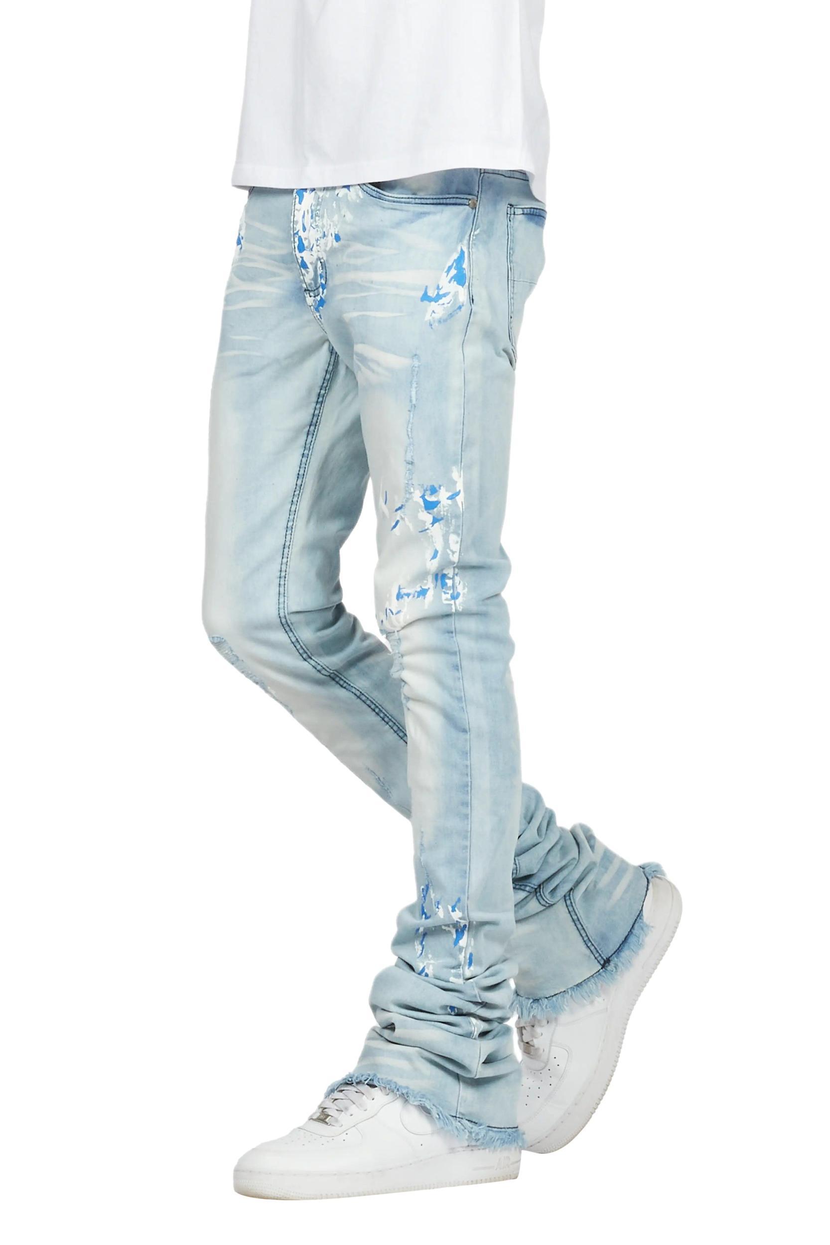 Baraz Blue Painter Super Stacked Flare Jean Male Product Image