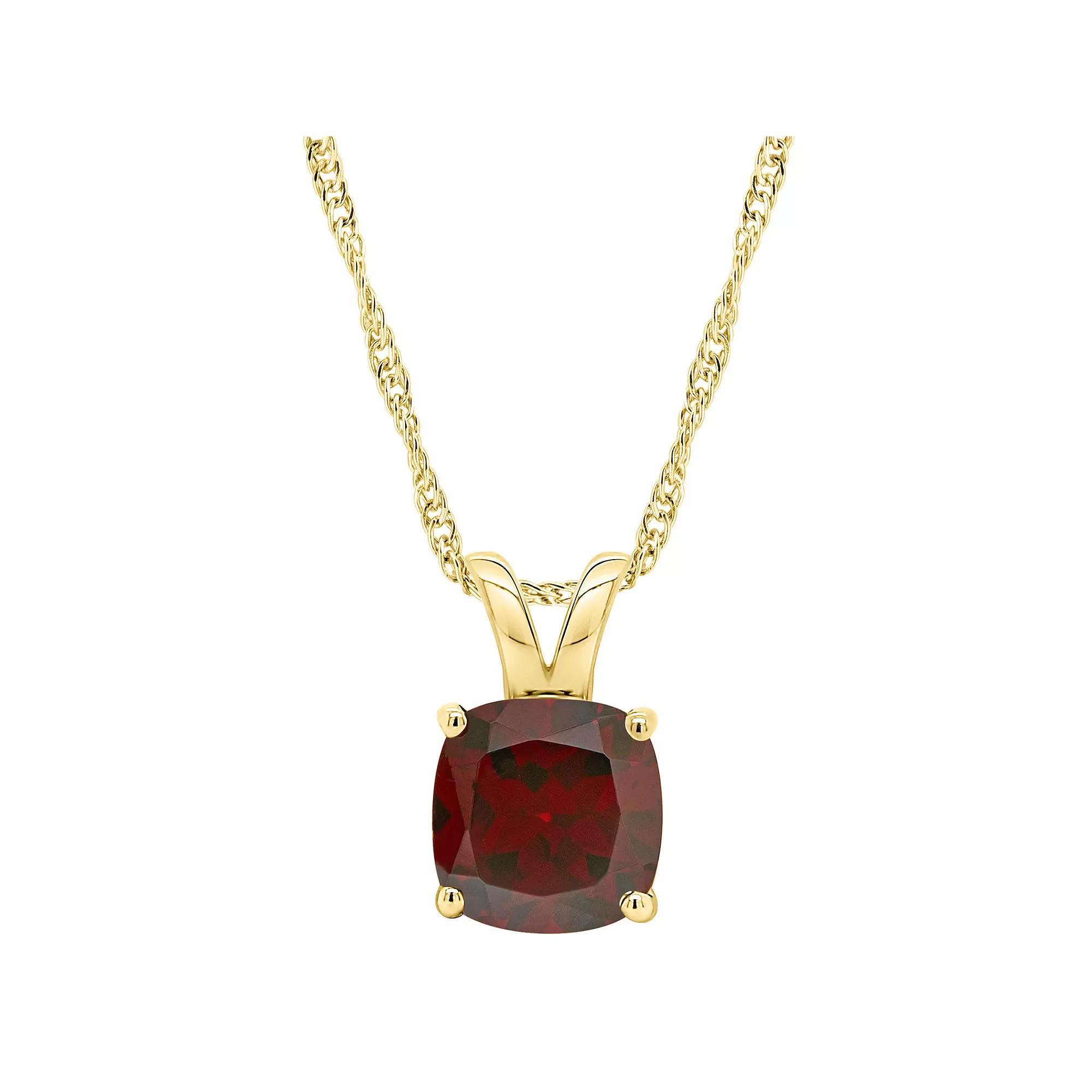 Alyson Layne 14k Gold Cushion Garnet Pendant Necklace, Womens Product Image