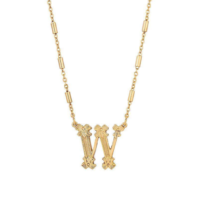 1928 Gold Tone Initial Necklace, Womens, Yellow L Product Image