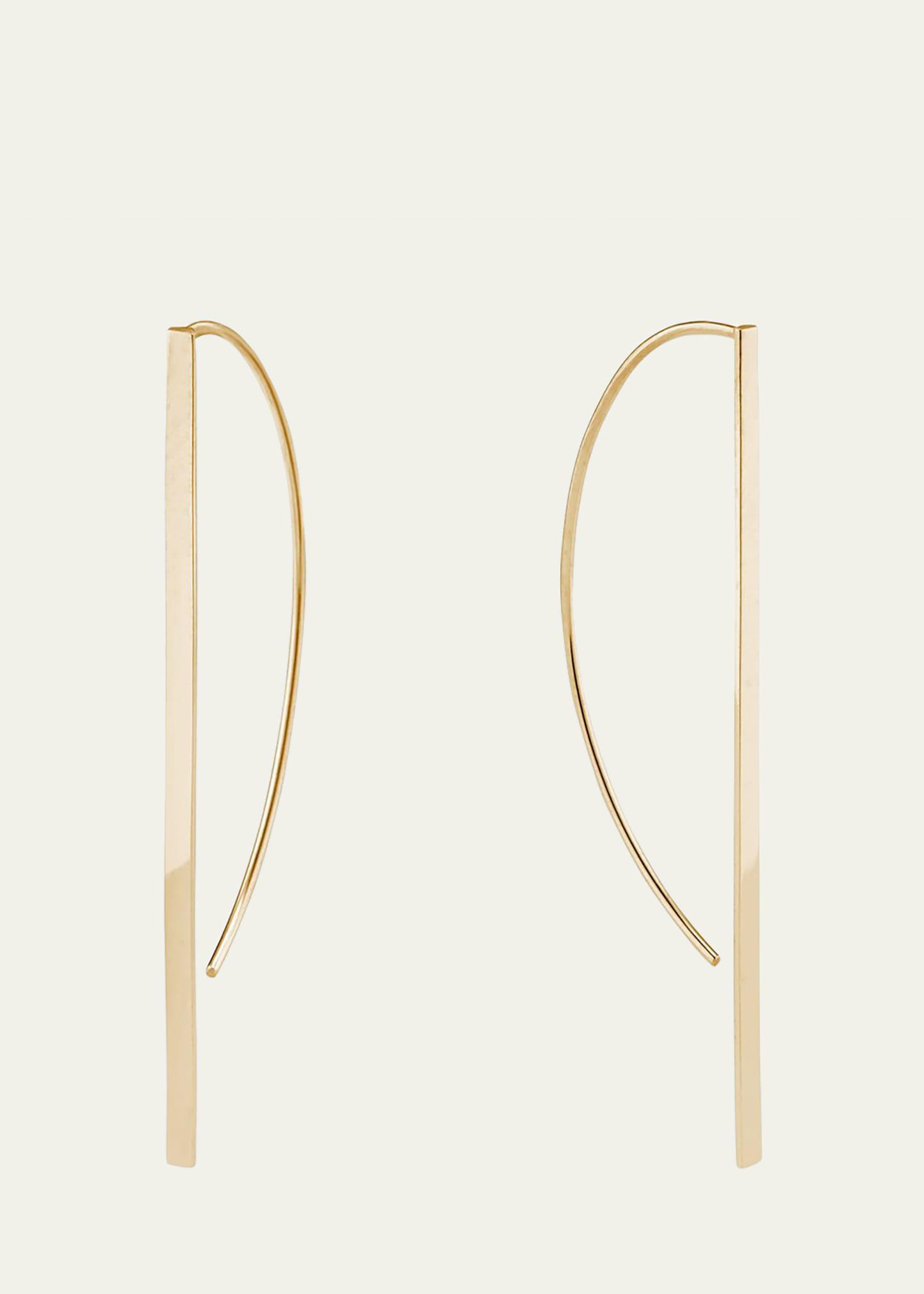 14k Gold Flat P-Hoop Earrings Product Image