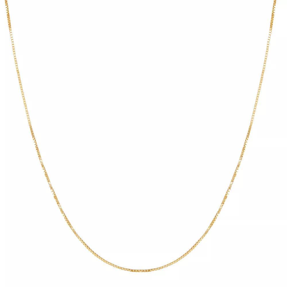 Everlasting Gold 10k Gold 0.7 mm Solid Box Chain Necklace, Womens Product Image