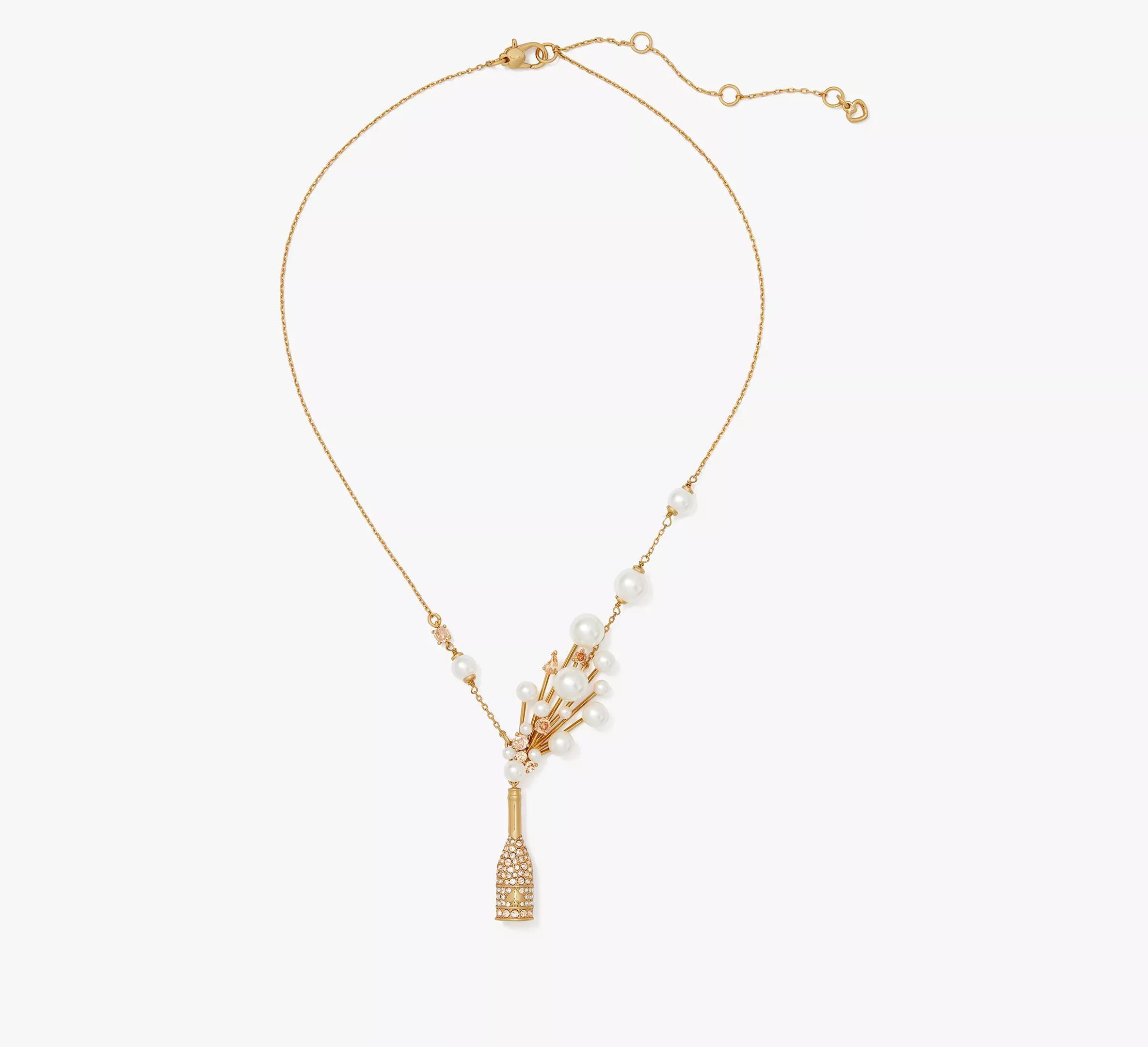 kate spade new york Cheers To That Short Pendant Crystal Pearl Statement Necklace Product Image