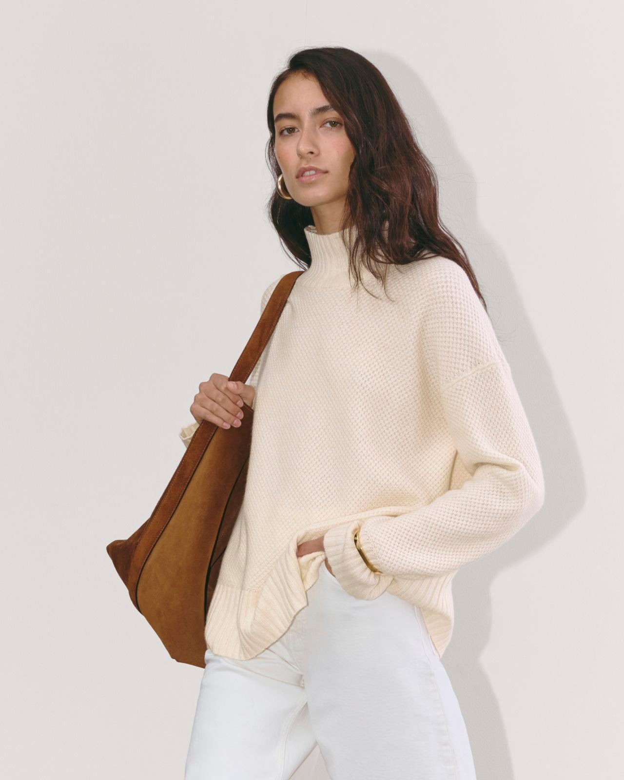 The Honeycomb Funnel Neck in Wool Cashmere Product Image
