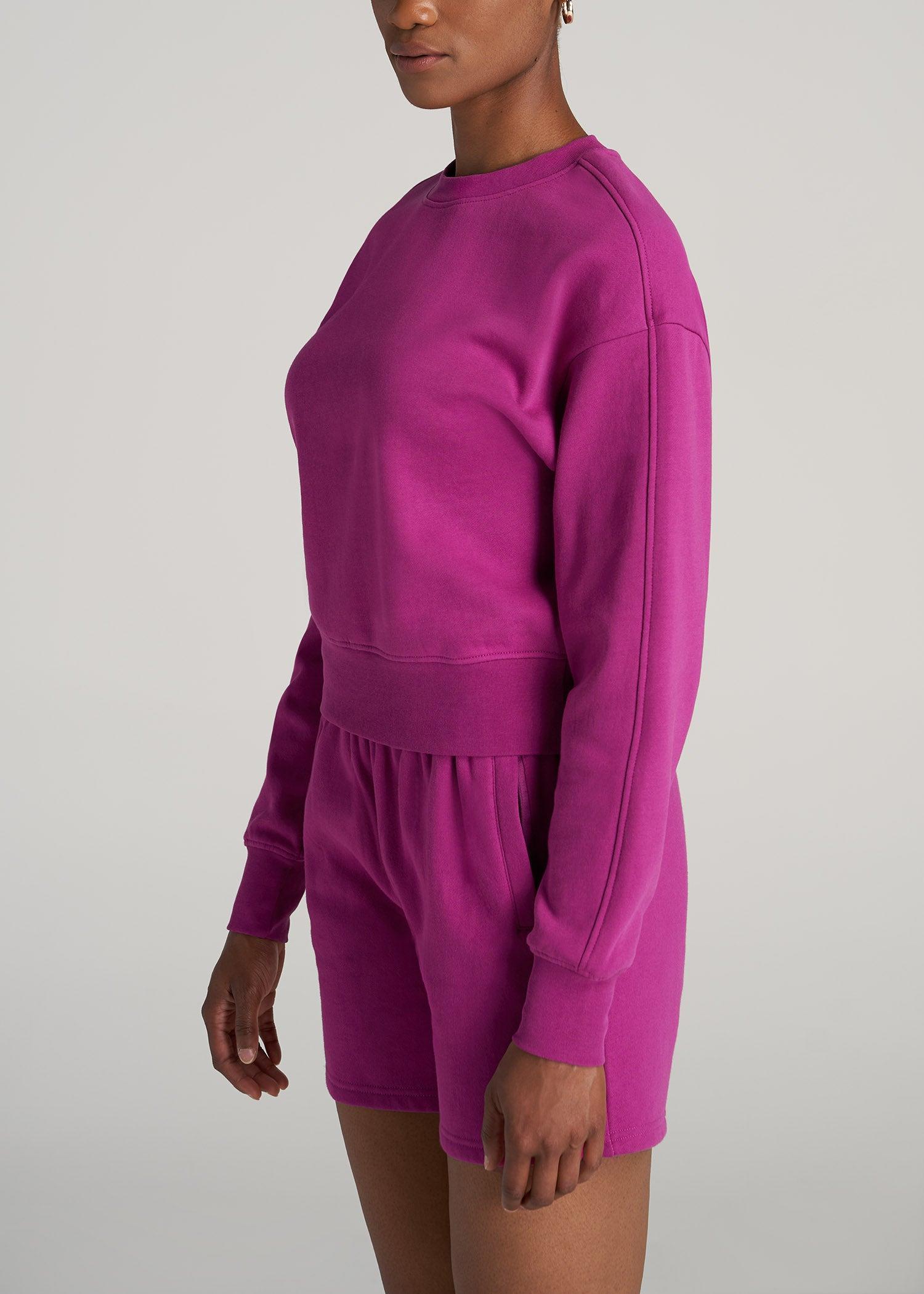 Wearever Fleece Cropped Crew Women's Tall Sweatshirt in Pink Orchid Product Image