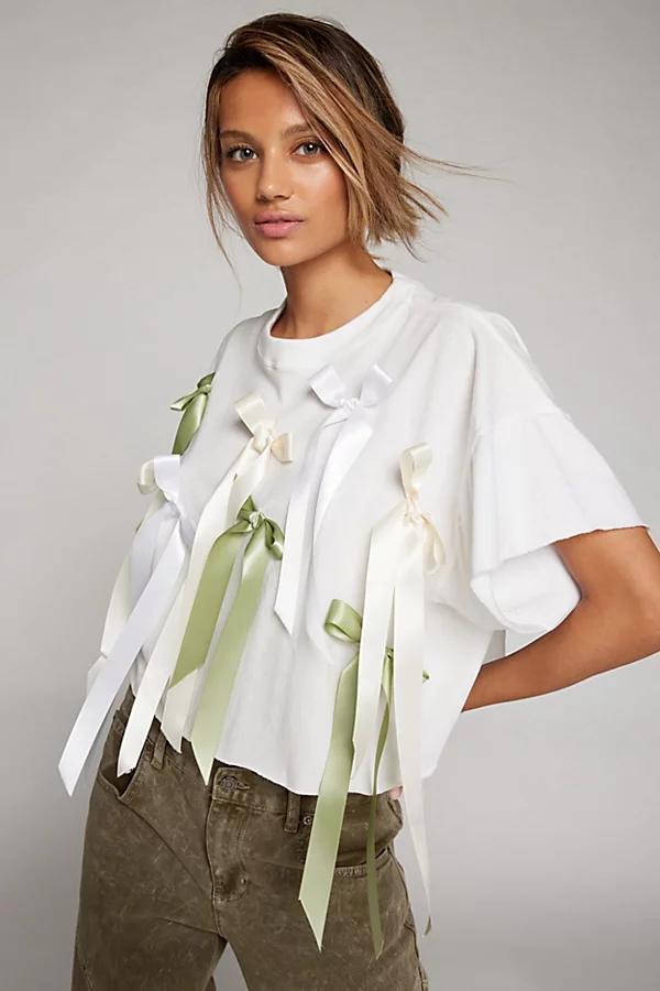 Urban Renewal Remade Allover Bow Cropped Tee Womens at Urban Outfitters Product Image