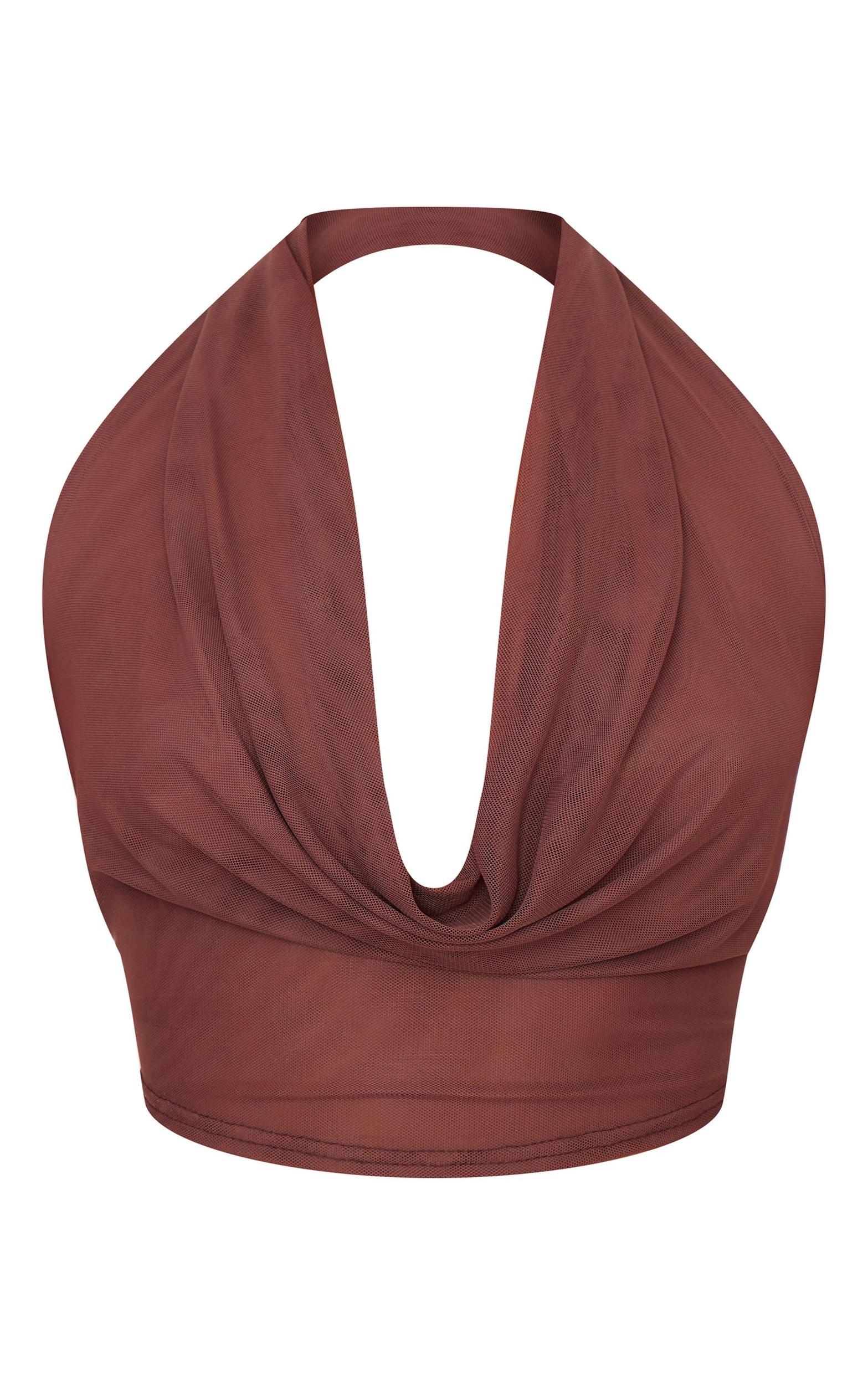 Chocolate Mesh Halter Neck Top Product Image