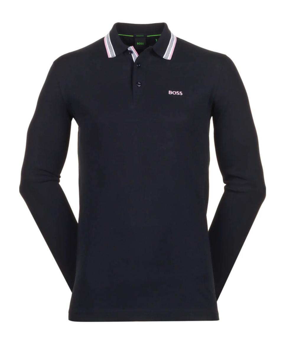 HUGO BOSS Contrast-color Logo Polo Shirt In Black Product Image