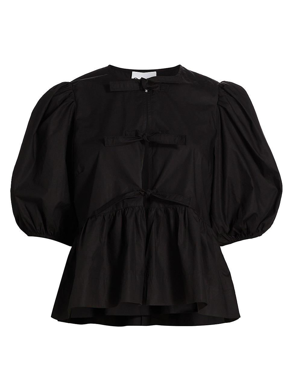 Womens Cotton Poplin Peplum Blouse Product Image