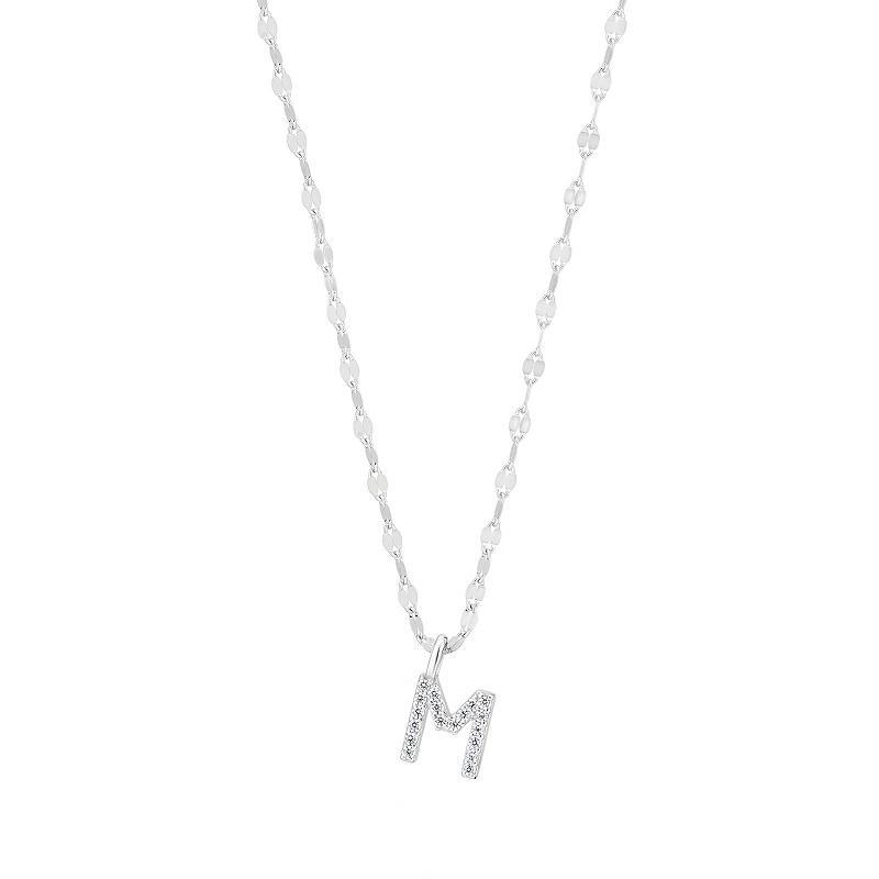 Judy Crowell Sterling Silver Cubic Zirconia Pave Mirror Chain Initial Necklace, Women's, Size: 18" Product Image