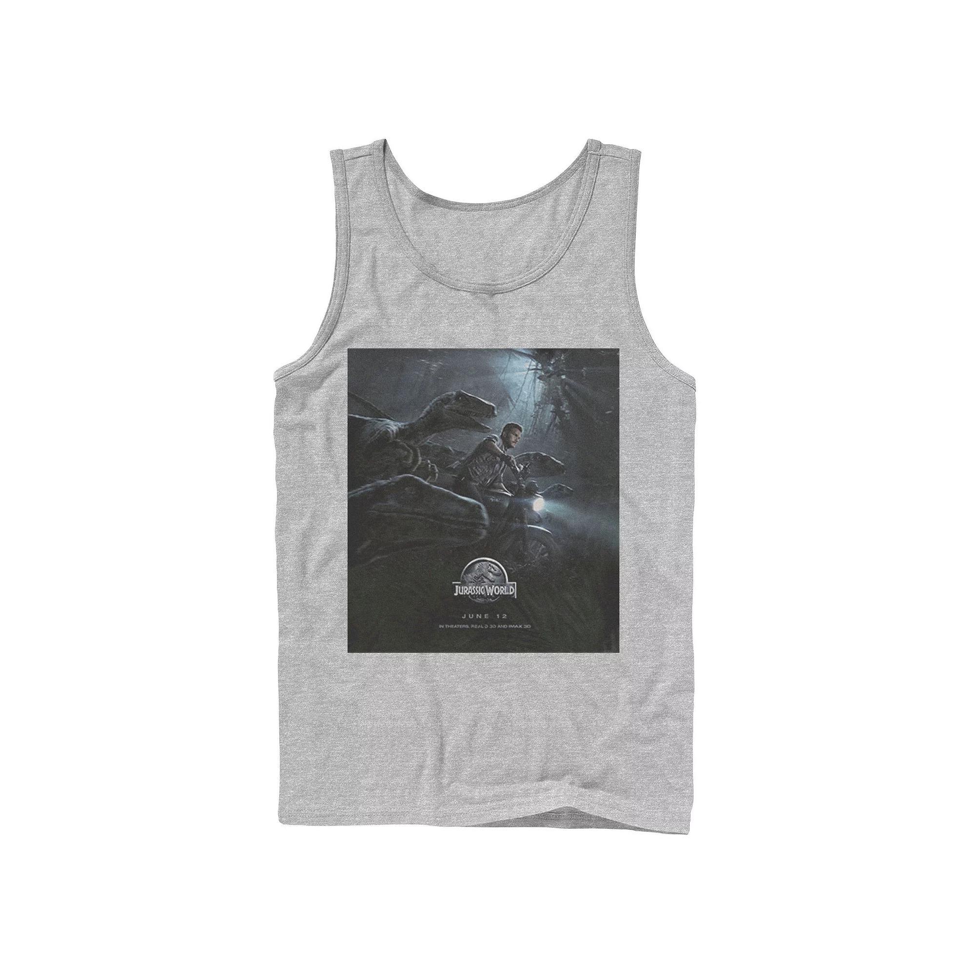 Men's Jurassic Park Velociraptor Tears Through Tank Top, Size: Small, Blue Product Image
