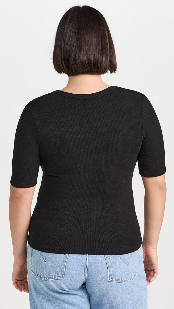 Enza Costa Textured Rib Half Sleeve Scoop Neck Tee | Shopbop Product Image