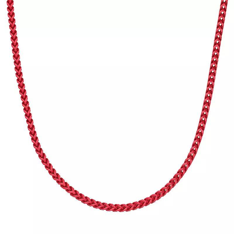 Men's LYNX Red Acrylic Stainless Steel Franco Chain Necklace, Size: 30", Red Tone Product Image