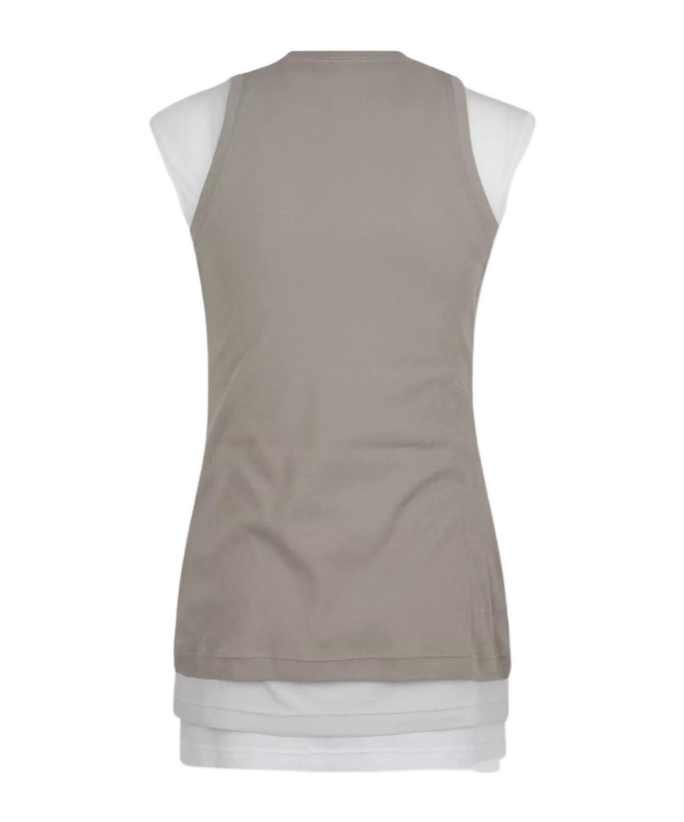 JIL SANDER Layered Cotton Tank Top In Gray Product Image