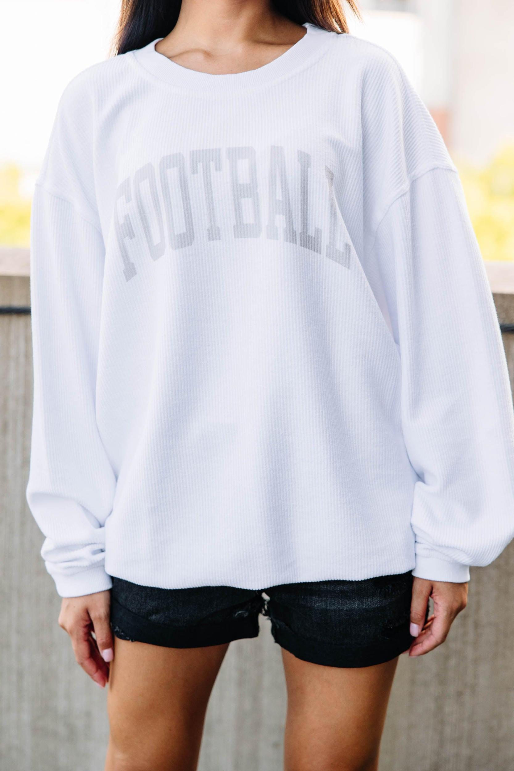 Football White Corded Graphic Sweatshirt Female Product Image