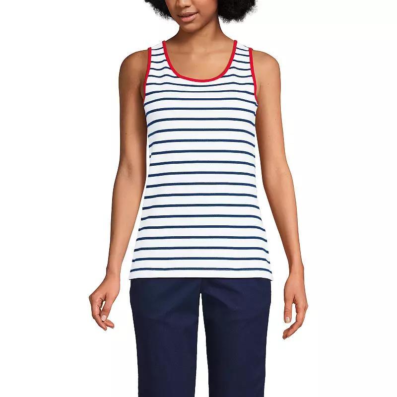 Women's Lands' End Cotton Tank Top, Size: XS, Green Graphic Floral Product Image