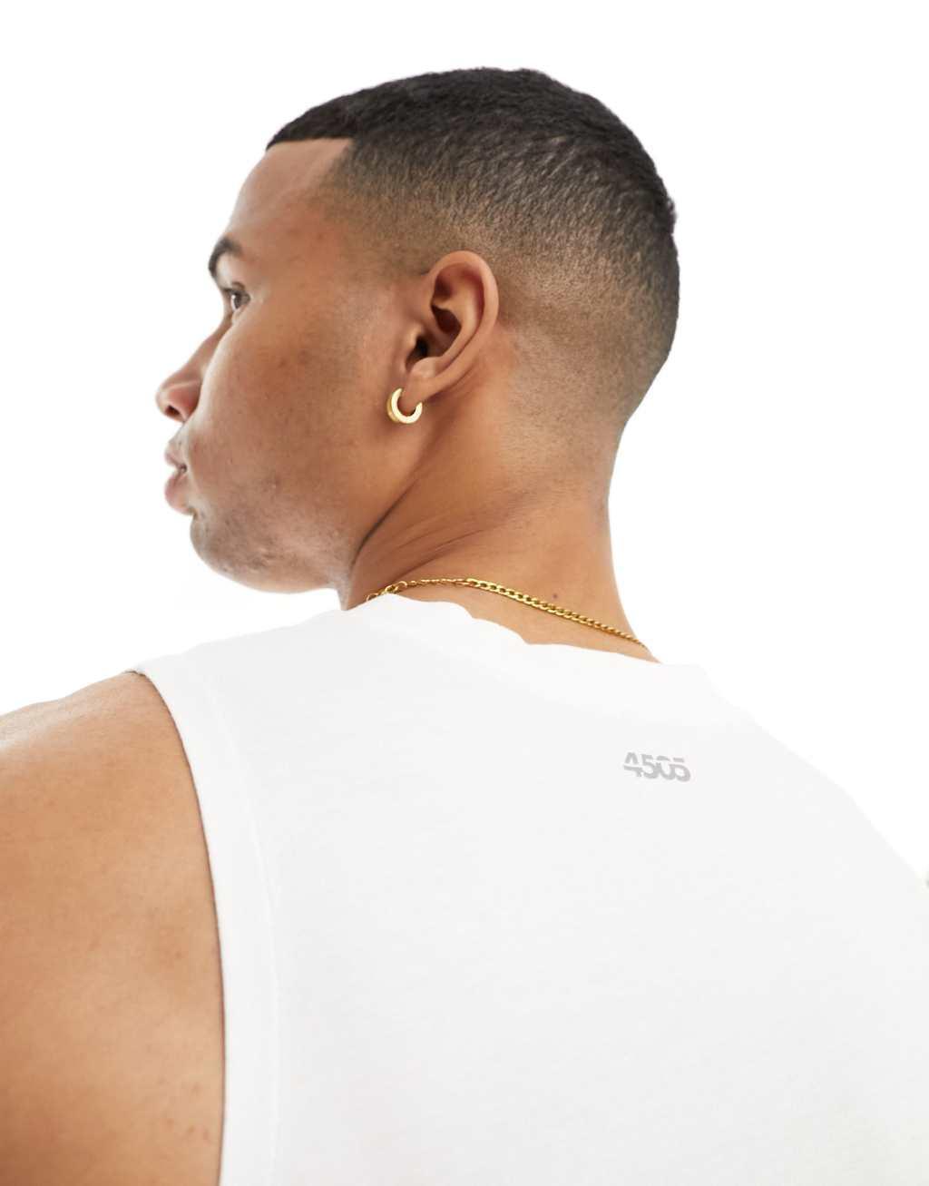 ASOS 4505 Icon training sleeveless tank with dropped armhole and quick dry in white Product Image