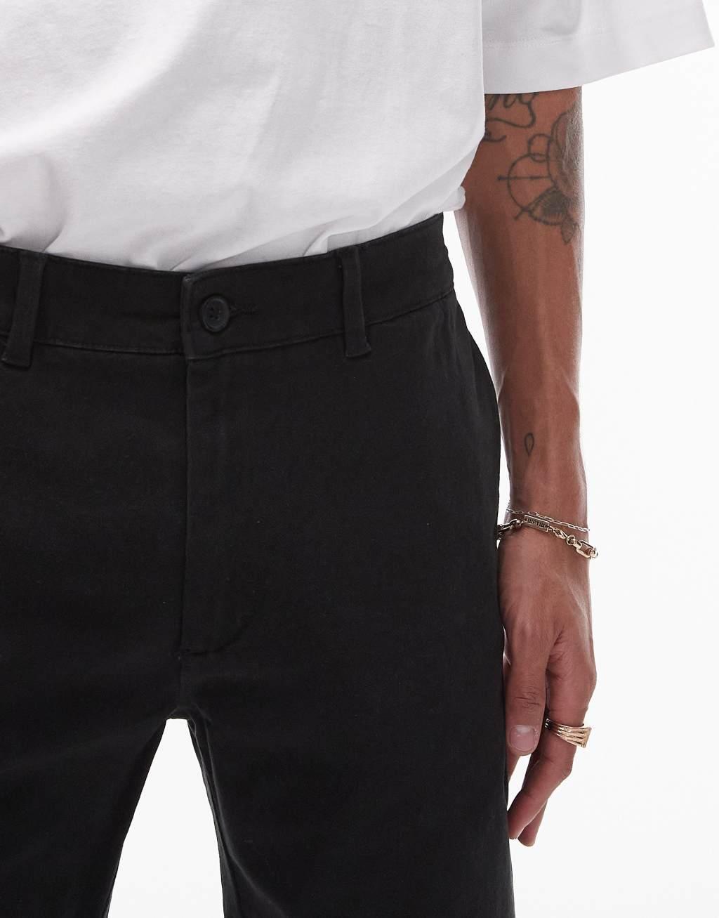 Topman skinny chino shorts in black Product Image
