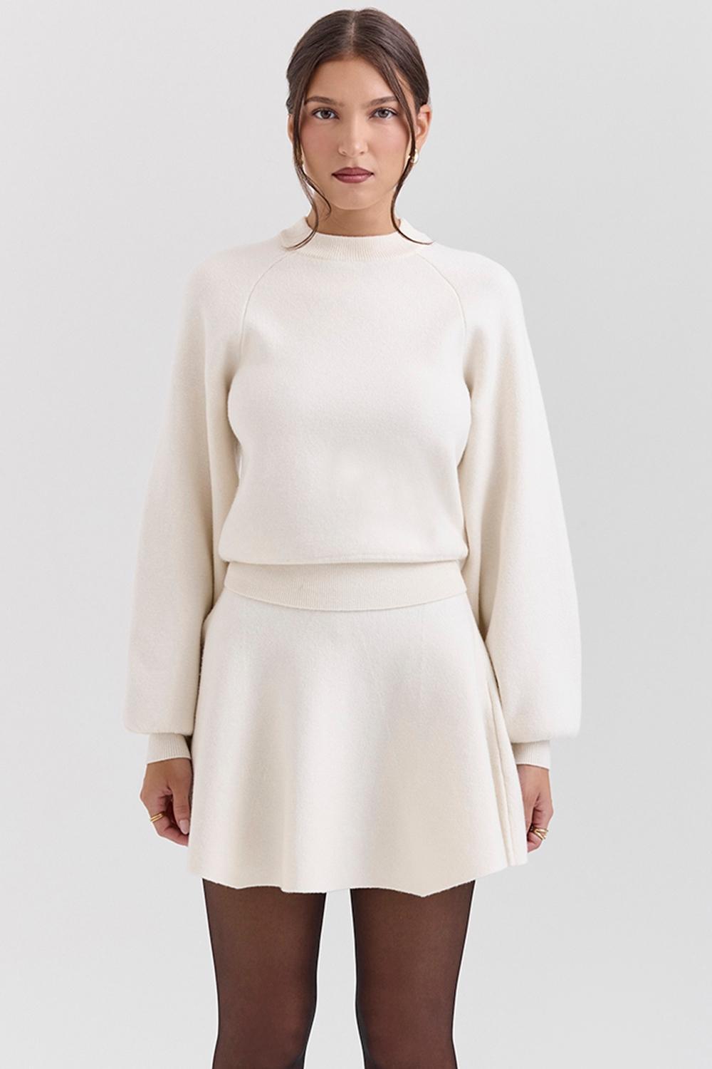 Cressida Cream Wool Cashmere Heavy Knit Sweater Product Image