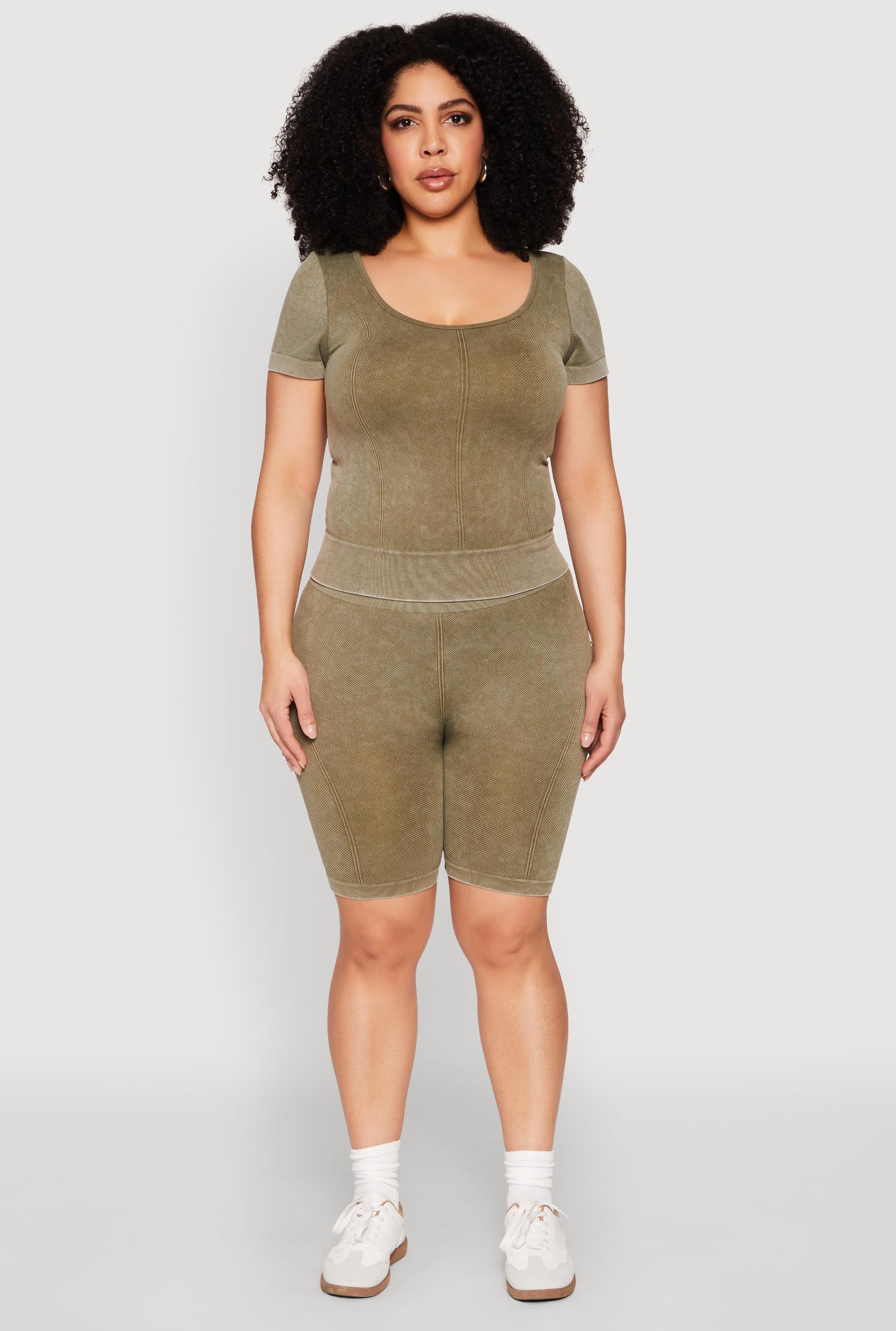 Womens Plus Size Mineral Wash Biker Shorts Product Image