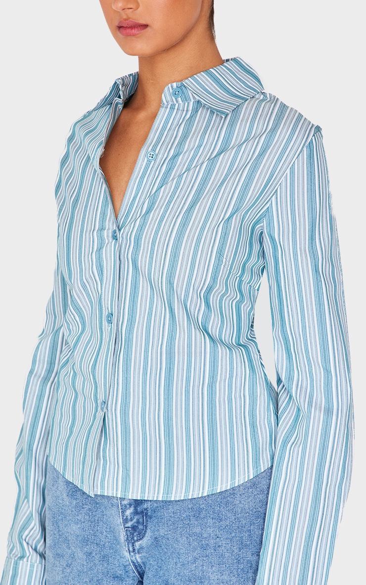 Blue Striped Fitted Shirt Product Image