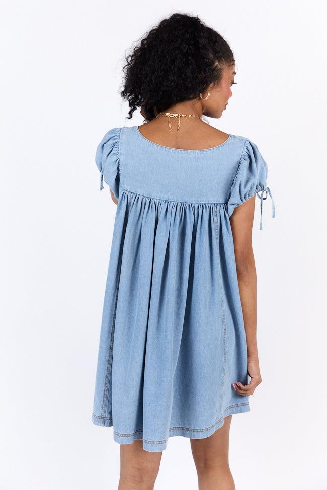 Meet Me Later Chambray Short Sleeve Swing Dress SALE Product Image