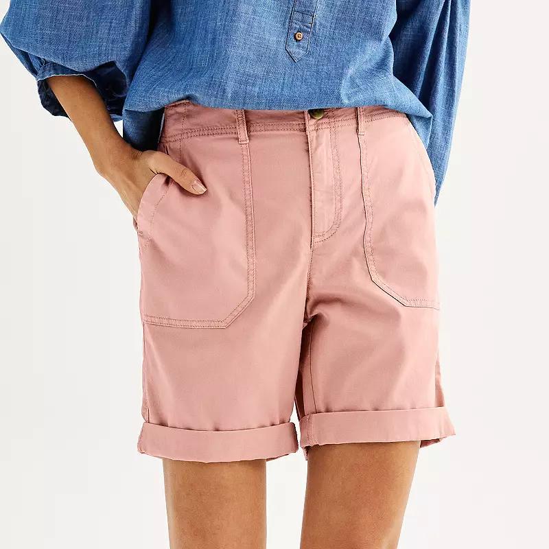Petite Sonoma Goods For Life Utility Bermuda Shorts, Womens Silver Beam Product Image