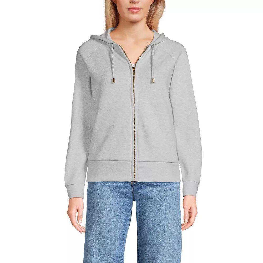 Women's Lands' End Relaxed Long Sleeve Full Zip Hoodie, Size: Large, Soft Gray Grey Product Image