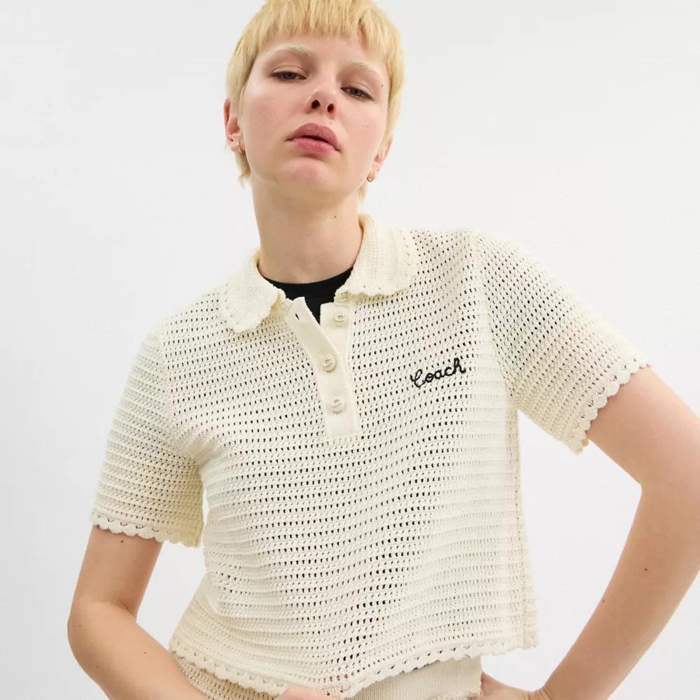 Knit Cropped Polo Product Image