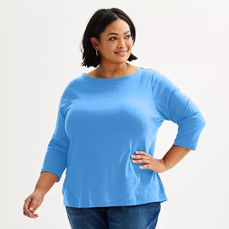 Plus Size Croft & Barrow Boatneck Top, Womens Product Image