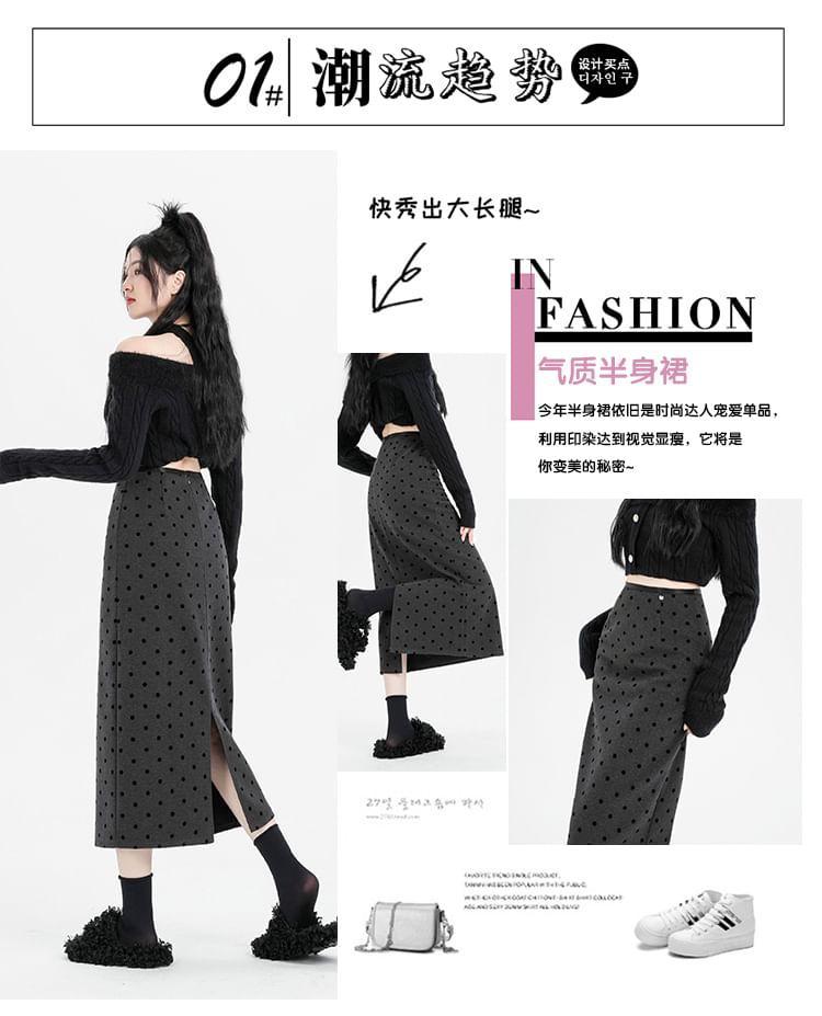 High Rise Dotted Midi A-Line Skirt Product Image