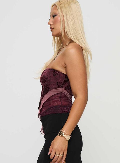 Lourde Strapless Top Wine Product Image