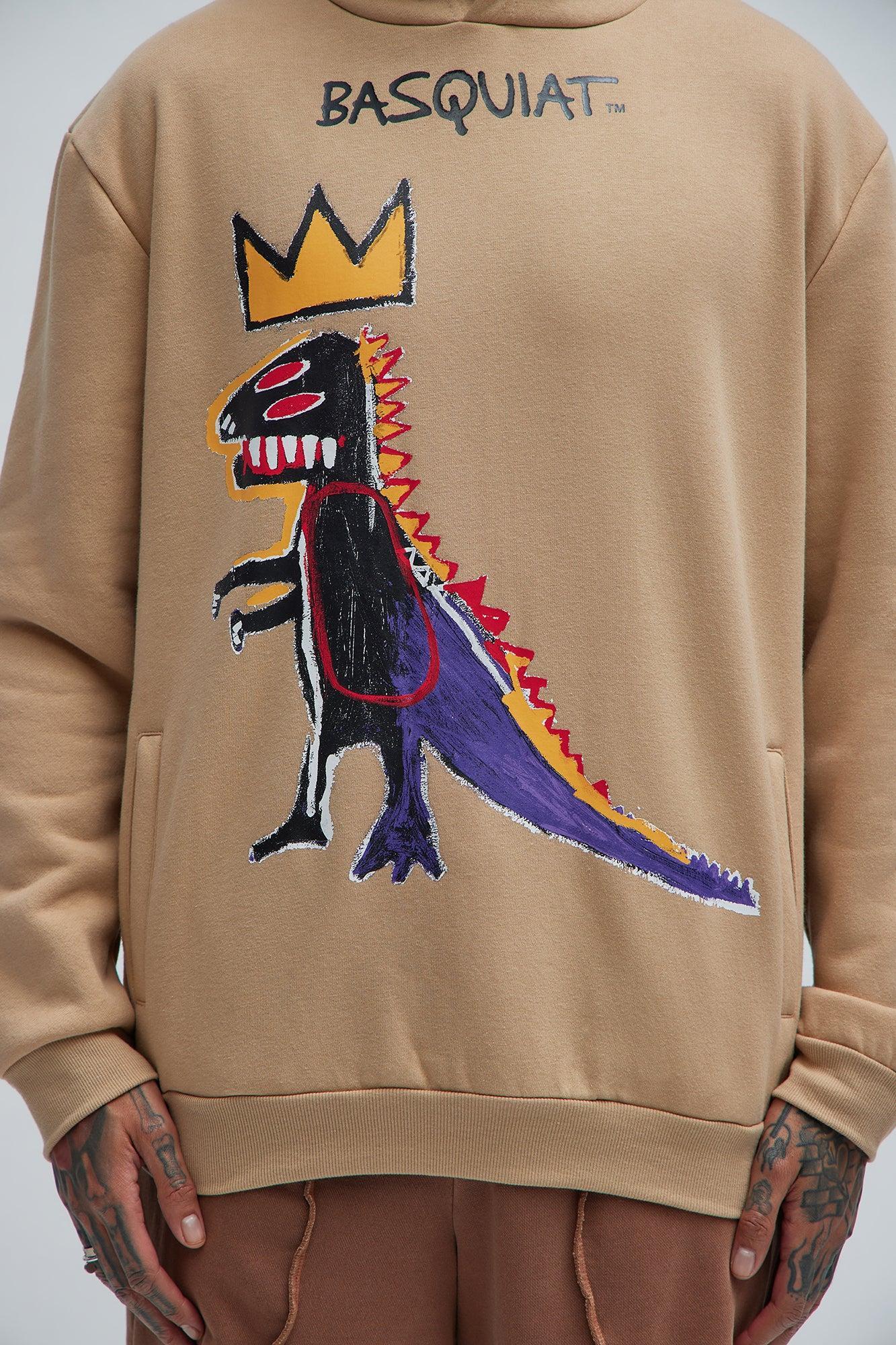 Basquiat Dinosaur Hoodie - Khaki Product Image