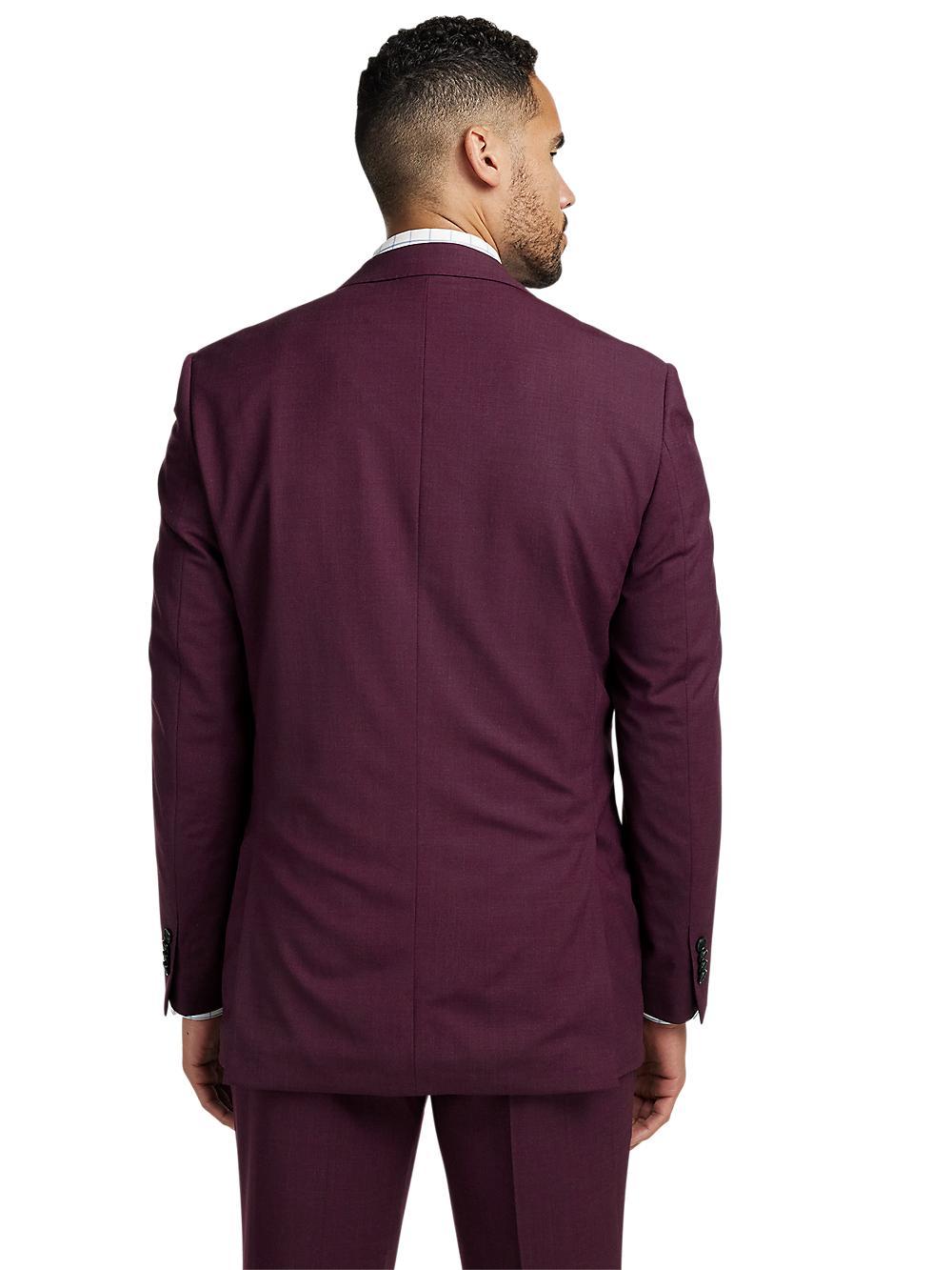 Wool Stretch Bengaline Peak Lapel Suit Jacket - Plum Product Image