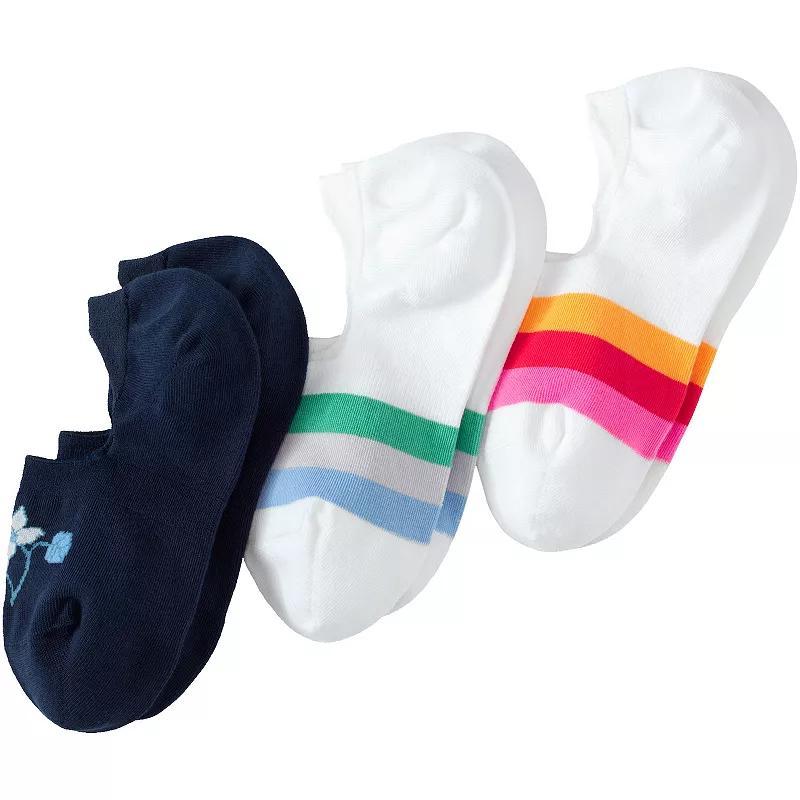 Women's Lands' End 3-Pack No-Show Socks, Size: Small-Medium, Variegated Stripe Product Image