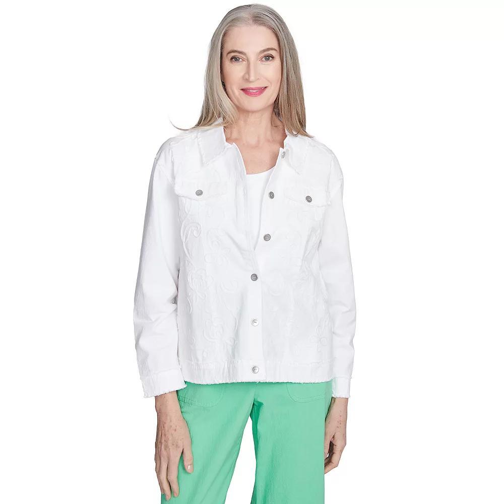 Women's Alfred Dunner Soutache Fringe Trim Jacket, Size: XL, White Product Image