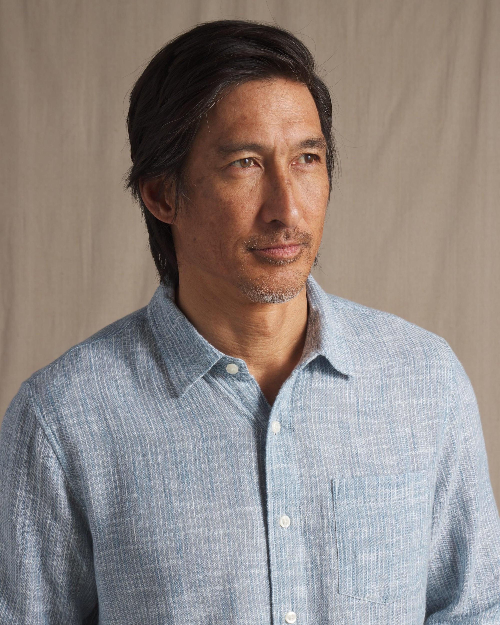 Madras Cottage Loom Chambray Shirt - Blue Chambray Stripe Product Image