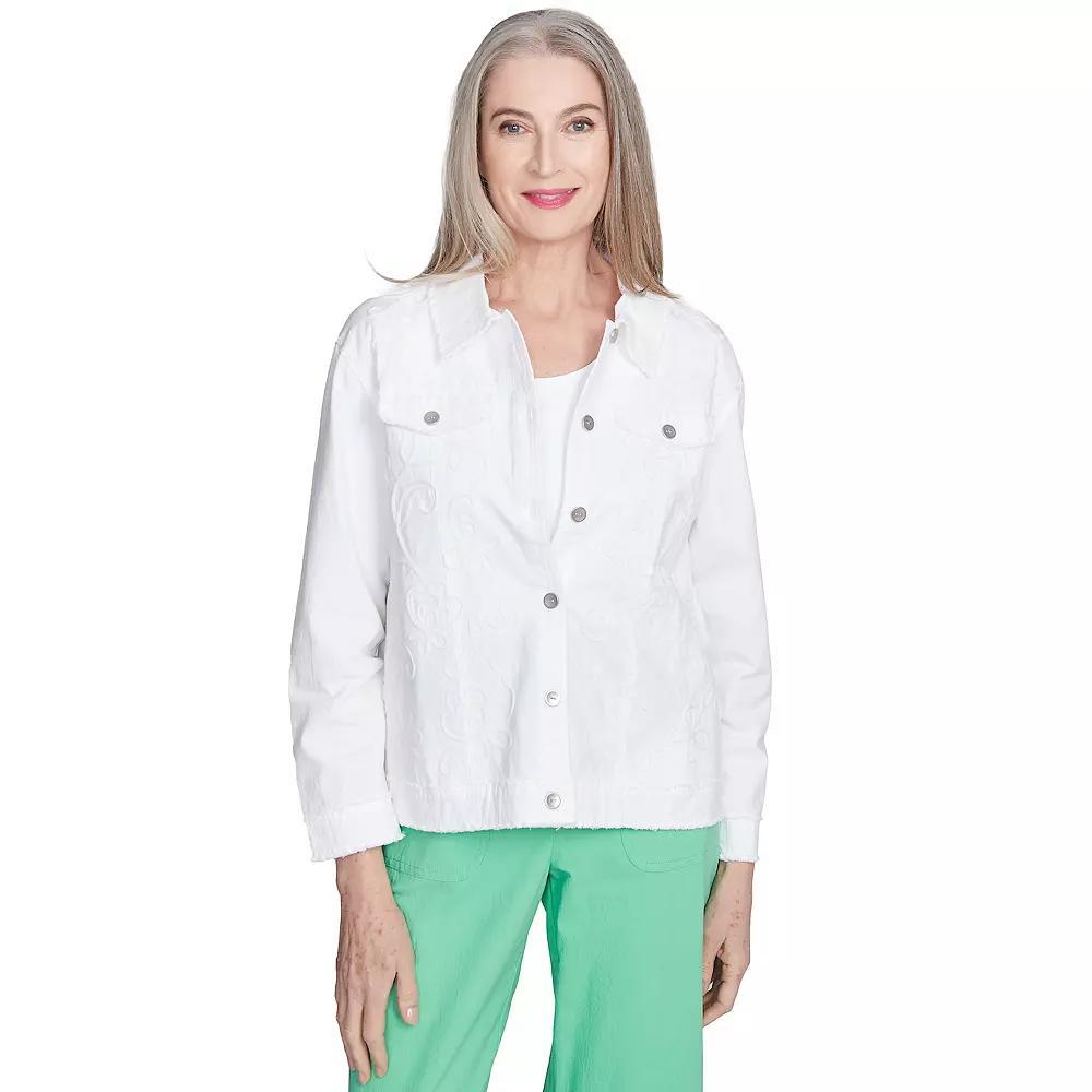 Women's Alfred Dunner Soutache Fringe Trim Jacket, Size: XL, White Product Image