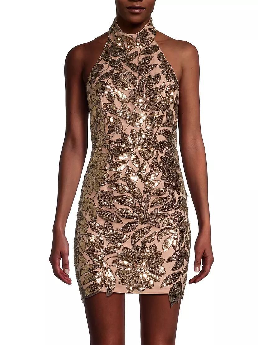Olivia Sequin Leaf Minidress Product Image