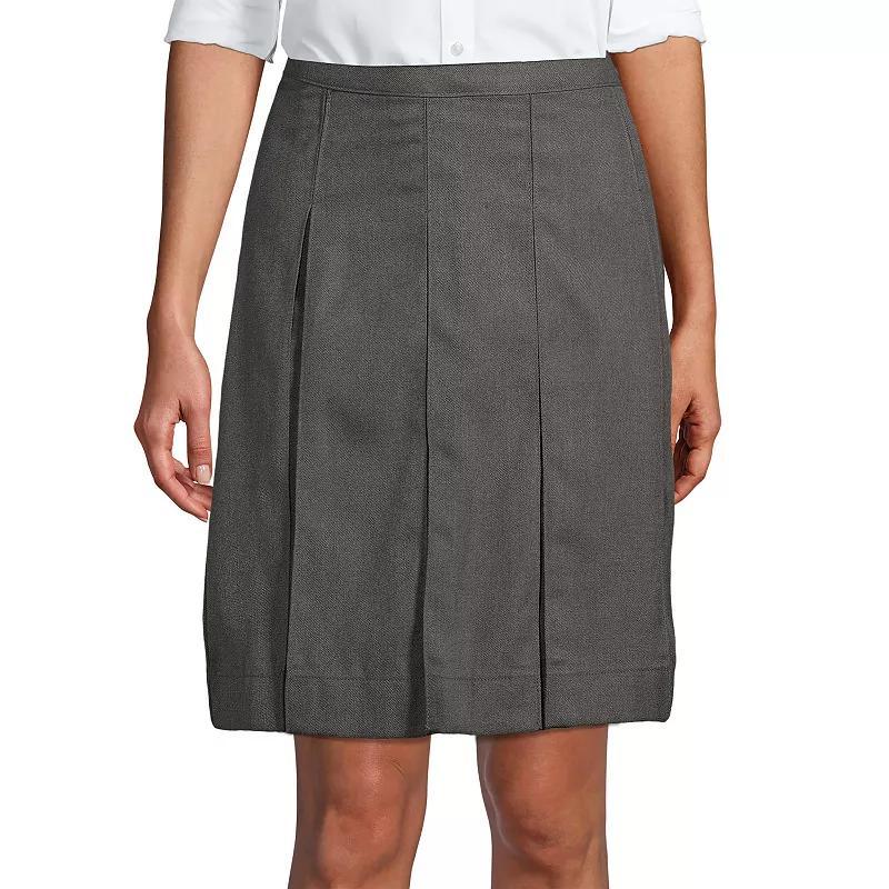 Women's Lands' End School Uniform Above the Knee Box Pleat Skirt, Size: 2, Black Product Image