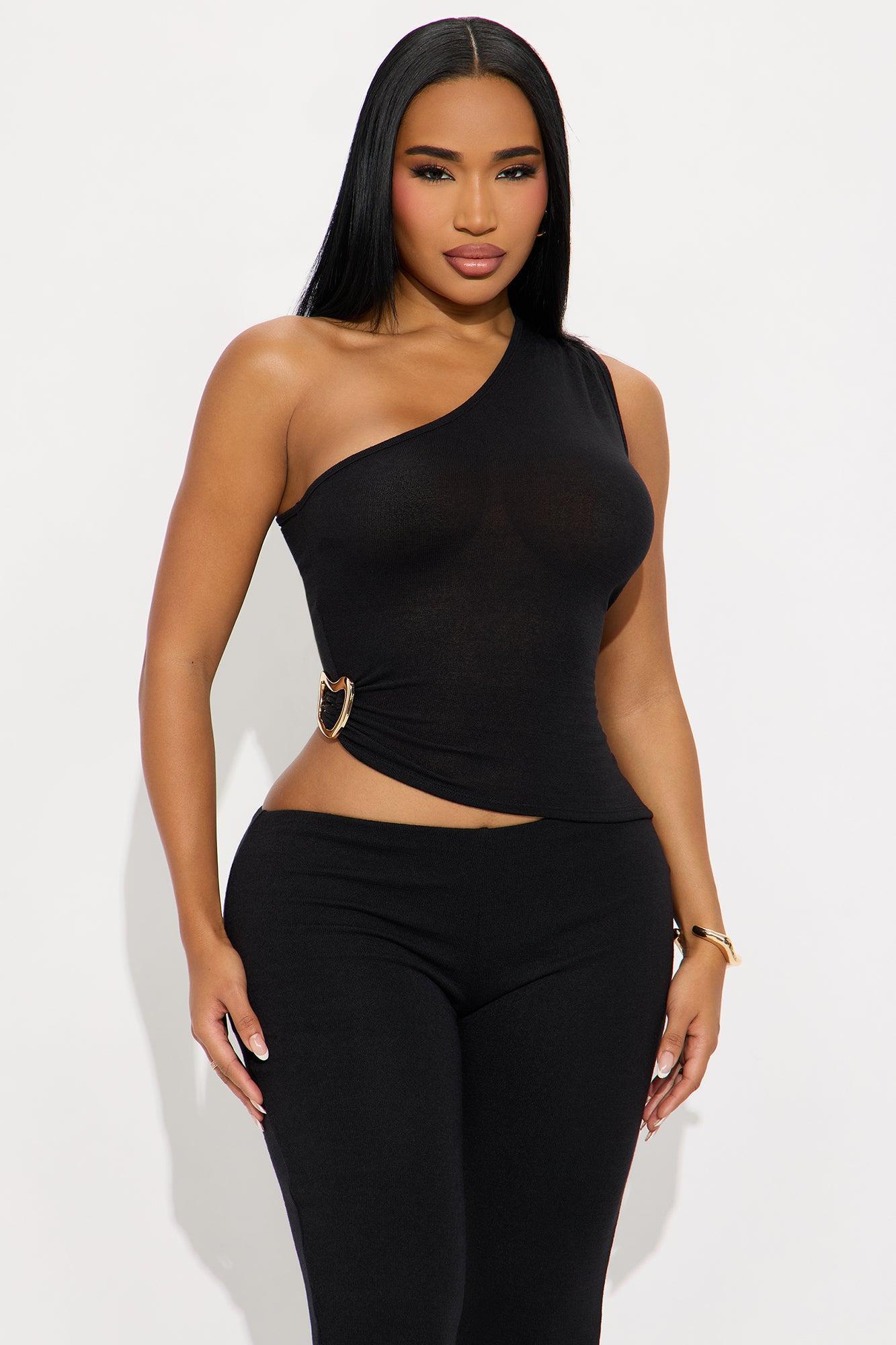 Stella One Shoulder Pant Set - Black Product Image