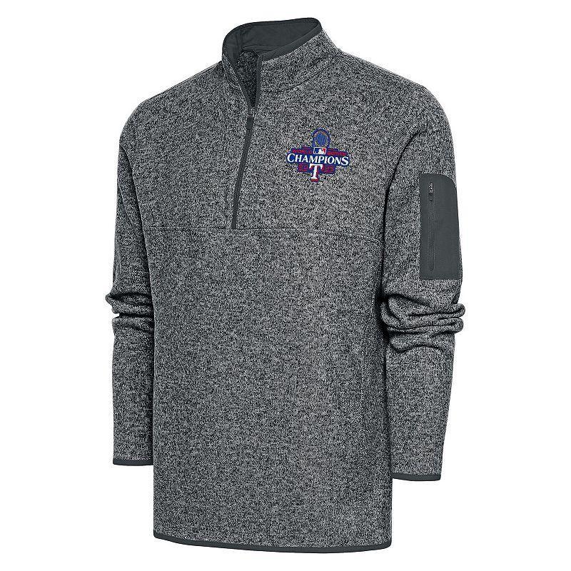 Mens Antigua Heather Gray Texas Rangers 2023 World Series Champions Fortune Quarter-Zip Pullover Jacket Product Image